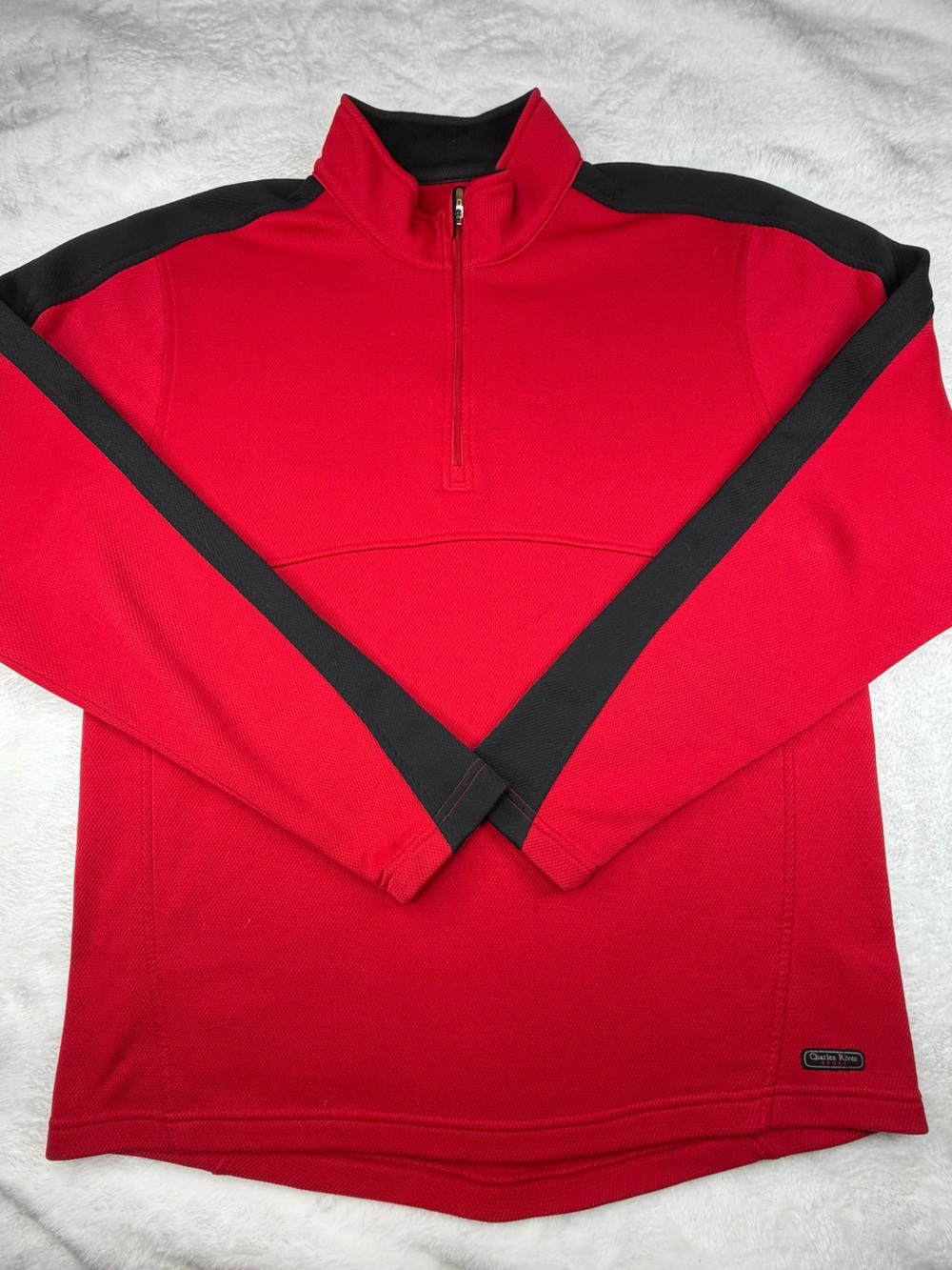 Charles River Apparel Red Quarter-Zip Performance Jacket with Black Accents
